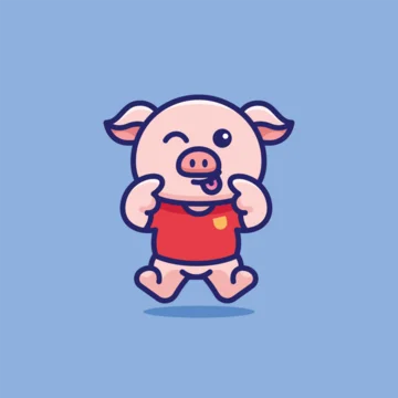 Simple Silly Pig cartoon vector illustration Pig and Deer concept icon isolated