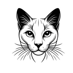 Obraz premium Cute vector illustration of a black kitten head, an animal art drawing of a funny domestic feline pet