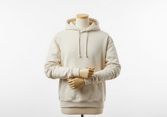 Cozy cream colored hoodie on mannequin