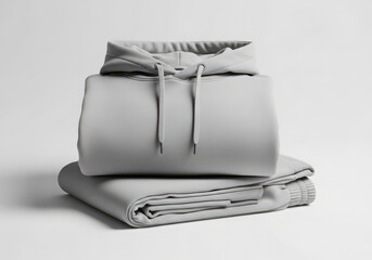 Stacked gray hoodie and sweatpants outfit