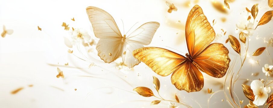 Golden butterflies and vines create a magical atmosphere