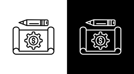 Financial Blueprint With Icon Set Design