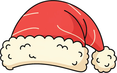Cartoon santa hat isolated on white background, a festive and fun design element