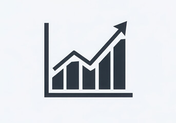 A dark grey bar graph with an upward trending arrow on a white background