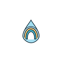 Obraz premium Conceptual water droplet design illustrating purity and natural forces through an abstract rainbow