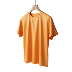 Orange t shirt hanging isolated on transparent background