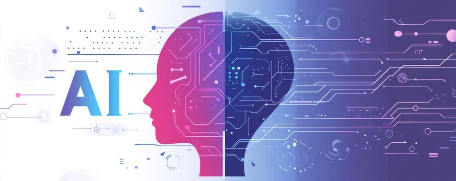 Futuristic AI technology concept with digital brain illustration - Powered by Adobe