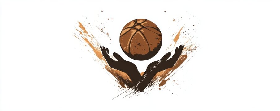 Abstract basketball with hands in dynamic artistic style - Powered by Adobe