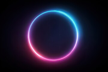 Obraz premium Vibrant neon circle glowing with a gradient of pink, purple, blue, and cyan on dark