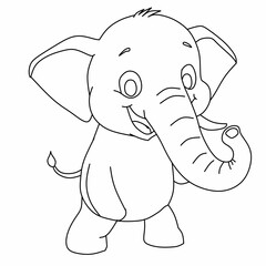 Fototapeta premium Baby Elephant in Cartoon Outline for Kids Coloring Pages