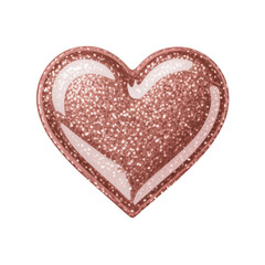 Obraz premium Rose gold glitter heart shape with glossy highlights on transparent background black background