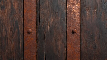 Fototapeta premium Rustic wooden texture with metal accents for design and decoration