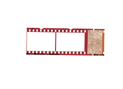 Darkroom development film end strip with solid black fill