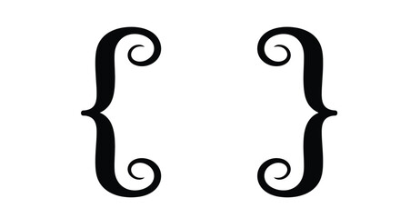 Obraz premium A simple illustration of two ornate curly brackets in black and white
