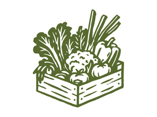 Vegetable crate hand-drawn sketch illustration vector