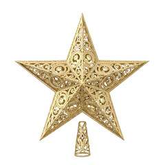 Fototapeta premium Golden Star Decorative Topper Ornament Ornate Design Symbol Festive Celebration Glowing Holiday Background