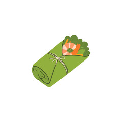 Green wrap with shrimp and vegetables, a delightful culinary creation that blends vibrant flavors