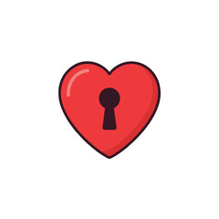 Heart shaped lock symbol with keyhole concept representing affection, access, and security for