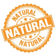 NATURAL text on orange round stamp sign