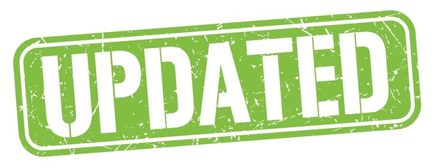 UPDATED text written on green stamp sign. © outchill