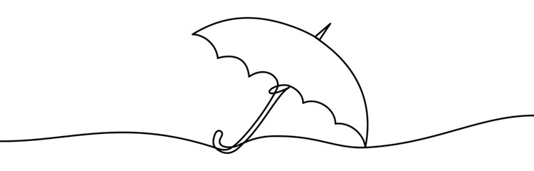 Continuous line drawing of an open umbrella. Minimal linear design with eco concept, isolated on transparent background as a vector illustration