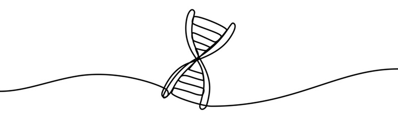 Continuous line vector illustration of a DNA fragment. Minimal linear design, isolated on transparent background, symbolizing genetics, science, biology, and eco concept