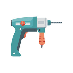 Cordless power drill equipment isolated on white background, a common hand tool for construction work