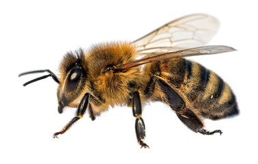 bee or honeybee Apis Mellifera isolated on white