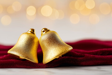 Silver Bells Resting on Red Velvet Cloth