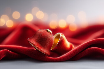 Silver Bells Resting on Red Velvet Cloth