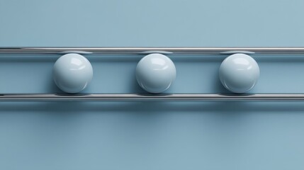 Gender neutral symbol featuring three blue spheres aligned horizontally on parallel lines, representing balance,