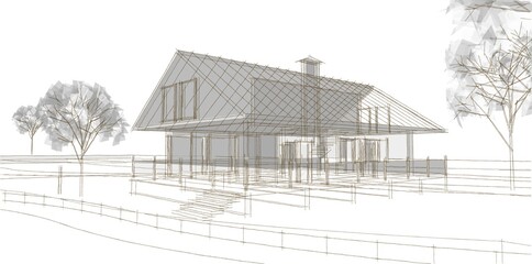 modern house sketch 3d illustration