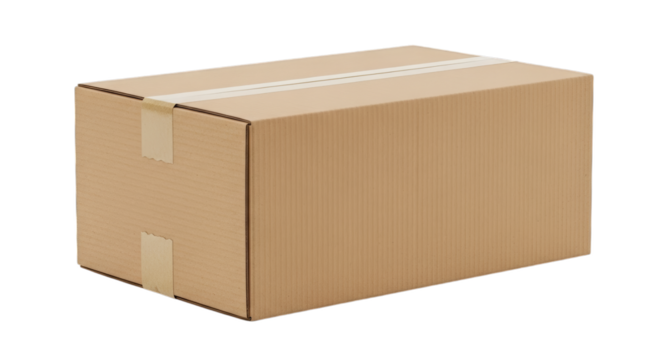 a cardboard delivery box isolated on a transparent background. Perfect for shipping, packaging, delivery, and e-commerce concepts.