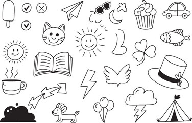 Hand drawn doodle elements collection for creative use