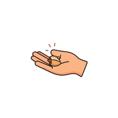 Illustrative hand presenting a peanut with whimsical light effects emphasizing nutritional value