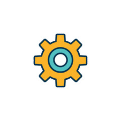 Isolated cogwheel symbol representing mechanisms, collaboration, and technical prowess for digital