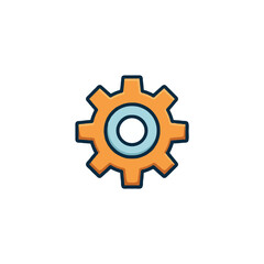 Isolated cogwheel symbol illustration representing mechanisms, engineering, industrial processes,