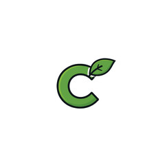 Letter C intertwined with a leaf design evokes nature freshness and growth offering a simple
