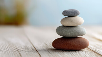 smooth stones stacked vertically in a minimalist zen arrangement.