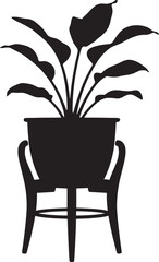 Fototapeta premium Potted Plant Silhouette With Stand In Interior Decoration Element Design