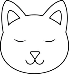 Simple black and white line drawing of a sleeping cat face