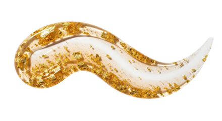 Gold foil infused gel smear shimmering streak on spotless white 