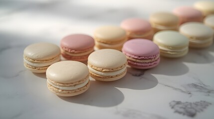 Obraz premium colorful macaroons on a wooden table