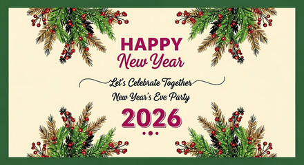 Happy new year 2026 celebration banner for a festive party event