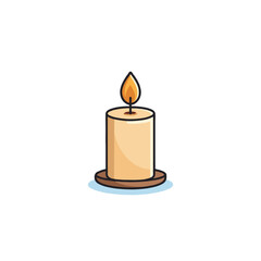 Minimalist candle illustration with flickering flame casting warm light and providing ambient glow
