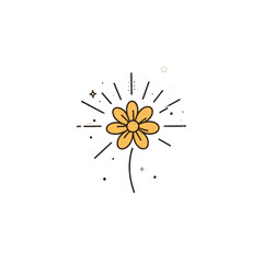 Minimalist flower illustration with radiating lines conveying positivity and simple design