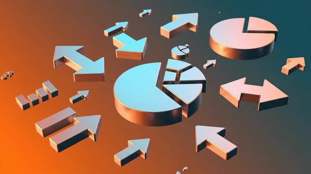 Abstract Isometric 3D Shapes and Objects Orange Brown Gradient Motion Video Background
