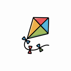 Colorful Geometric Kite With Tails in Bright Multicolor Design, Playful Outdoor Toy