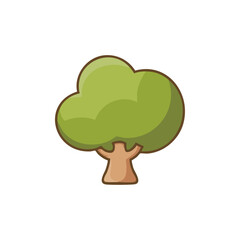 Cartoon Tree Illustration With Green Foliage And Brown Trunk For Nature Themed Stock Use