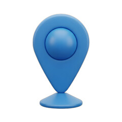 3D Blue Map Marker Icon on White